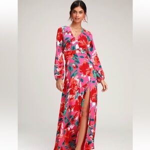 NWT LuLu’s Carolita Magenta Pink Floral Dress